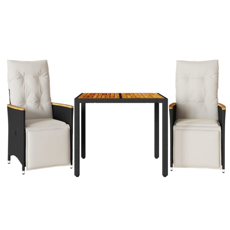 Zestaw mebli ogrodowych bistro WaszeMeble polirattan czarny z poduszkami WM-3276959 1 kpl