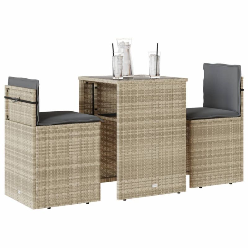 Zestaw mebli ogrodowych bistro WaszeMeble polirattan szary z poduszkami WM-4003874 1 kpl
