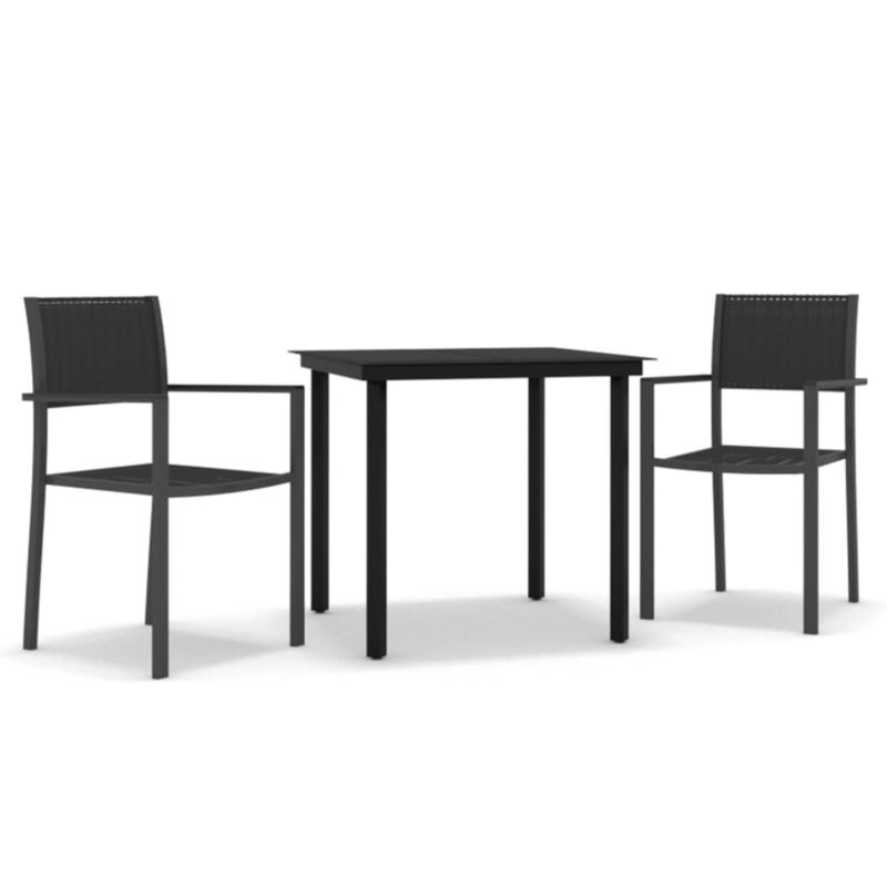 Zestaw mebli ogrodowych jadalniany WaszeMeble 2-osobowy HDPE i stal czarny WM-3099263 1 kpl