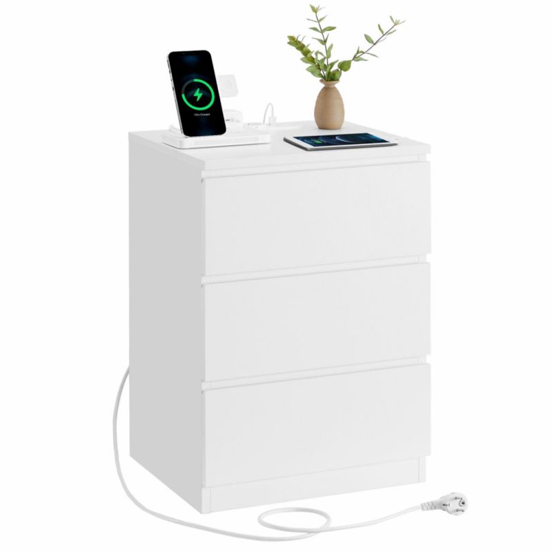 Stolik nocny Vasagle 3 szuflady Songmics ładowanie USB 40x30x59 cm 1 szt.