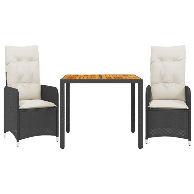 Zestaw mebli ogrodowych bistro WaszeMeble polirattan czarny z poduszkami WM-3276975 1 kpl