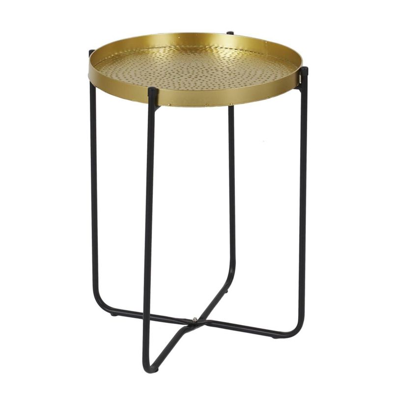 Stolik kawowy okrągły Alia INTESI złoty metalowy nowoczesny glamour 35 cm do salonu 1 szt.