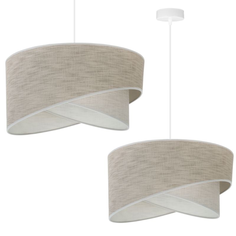 Lampa sufitowa wisząca Light Home LH Len skos 1xE27 linka biała abażur beżowy 1szt.