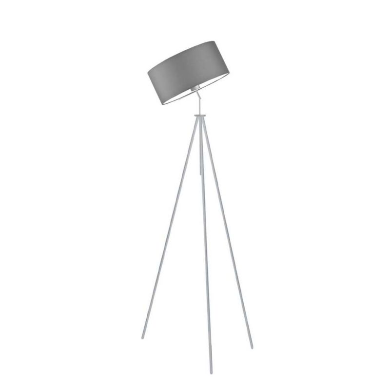 Lampa stojąca Volta Light Factory podłogowa przegubowa regulowana trójnóg z abażurem szary walec DECO 1szt.
