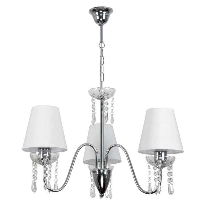 Lampa wisząca EDYLIT sufitowa żyrandol 3xE27 kryształki chrom białe abażury glamour MIA BIANCO 12-412 1 szt.