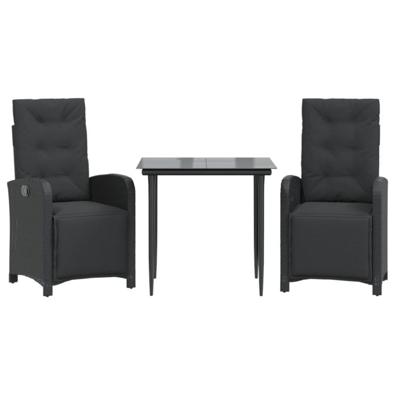 Zestaw mebli ogrodowych bistro WaszeMeble polirattan czarny z poduszkami WM-3212528 1 kpl