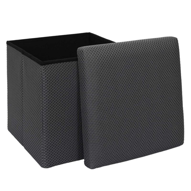 Pufa ze schowkiem URBAN BOX HowHomely szary kwadratowa 38x38 cm 1 szt.