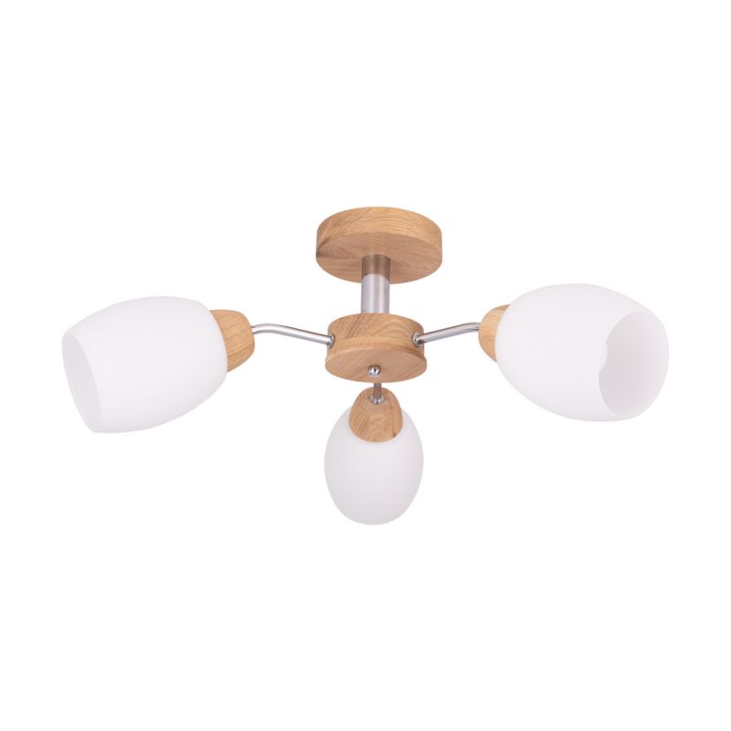 Drewniana Lampa Sufitowa SPOT Light Parma 3xE27 Max.60W Dąb Olejowany FSC z Białym Szkłem, Polski Producent, 1 szt.