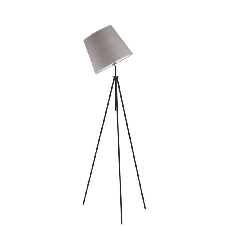 Lampa stojąca Volta Light Factory podłogowa przegubowa regulowana trójnóg z abażurem szary welur stożek DECO 1szt.