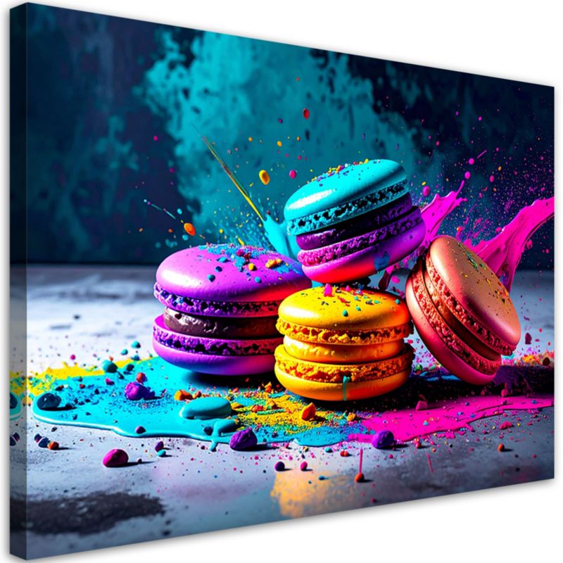 Obraz do kuchni jadalni Feeby Kolorowe Ciasteczka Makaroniki Abstrakcja 100x70cm 1szt