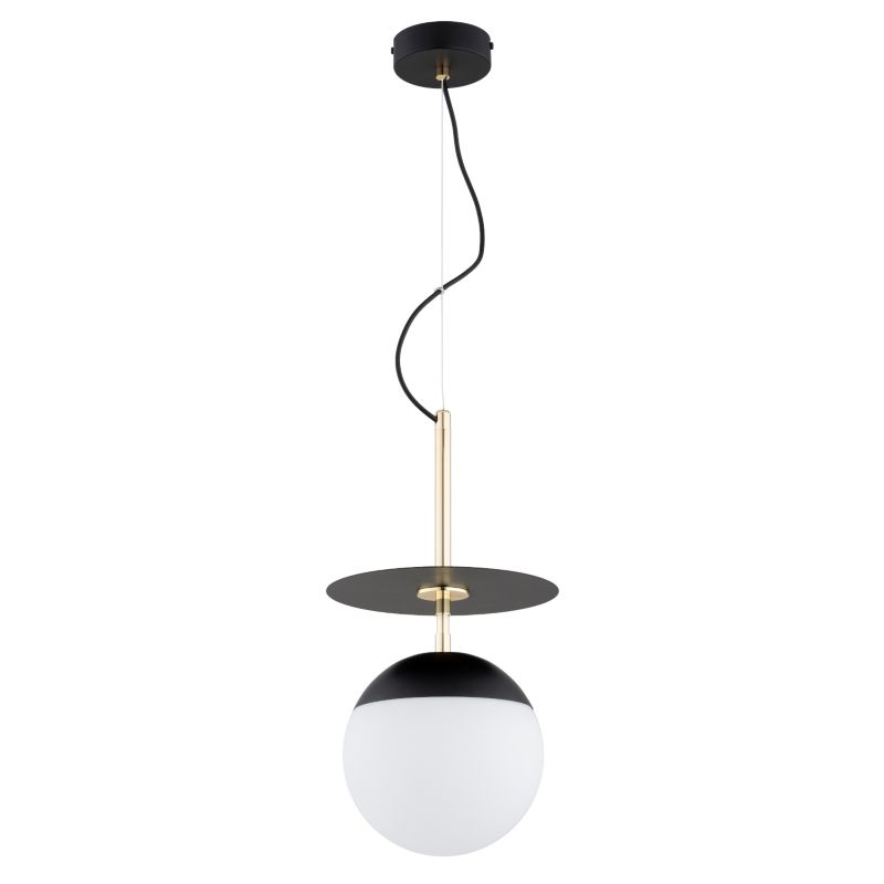 Lampa wisząca biała kula na sticku Alfa QEENCY czarna 1xE27x15W IP20 wym:85x23x23cm - 1 szt.