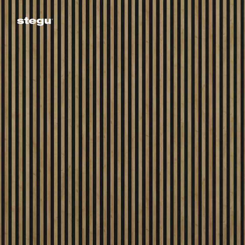 Lamele ścienne na czarnym filcu Stegu Linea Acoustic Proline, dąb naturalny 120x60 cm panele akustyczne 1 szt.