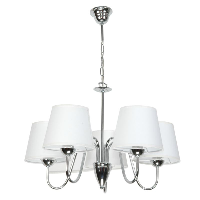 Lampa wisząca sufitowa EDYLIT żyrandol 5xE27 biały abażur chrom glamour DAGMA 14-730 1 szt.