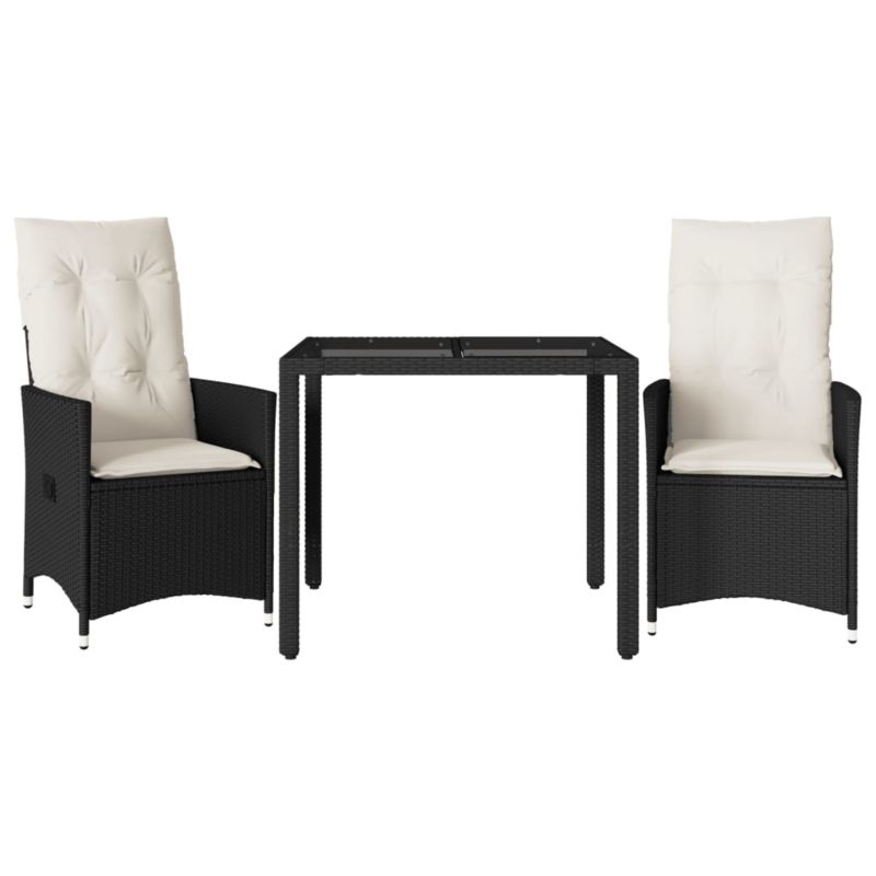 Zestaw mebli ogrodowych bistro WaszeMeble polirattan czarny z poduszkami WM-3276691 1 kpl