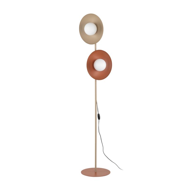 Lampa podłogowa Tk-Lighting Slate beżowa pomarańczowa talerz z kloszem białym kulka 2Xg9 - 1szt.