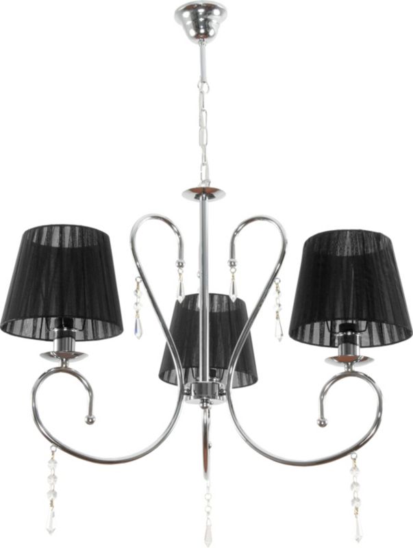Lampa wisząca EDYLIT żyrandol 3xE27 nad stół czarne abażury kryształki chrom glamour GINA 11-432 1 szt.