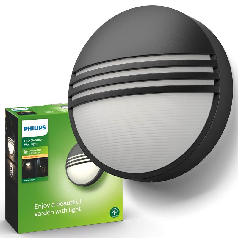 Kinkiet Ogrodowy Yarrow Philips Lampa Elewacyjna Zewnętrzna LED 6W 600lm 2700K IP44 Czarna 1 szt.