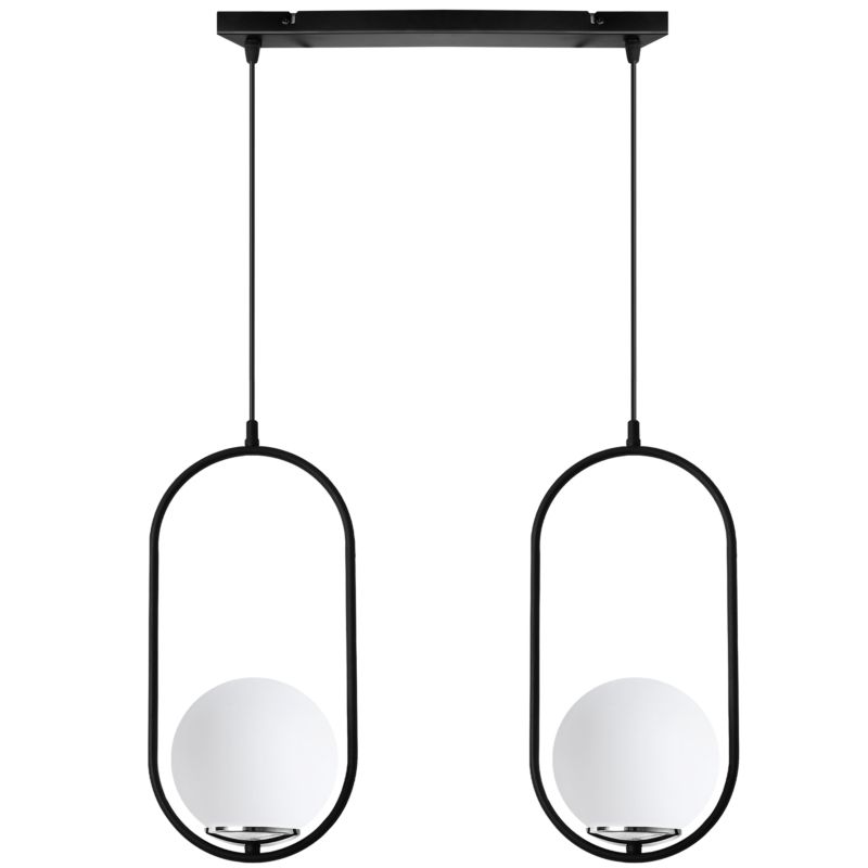 Lampa sufitowa wisząca Light Home LH Luna 2x E14 biały/czarny/chrom 1szt.