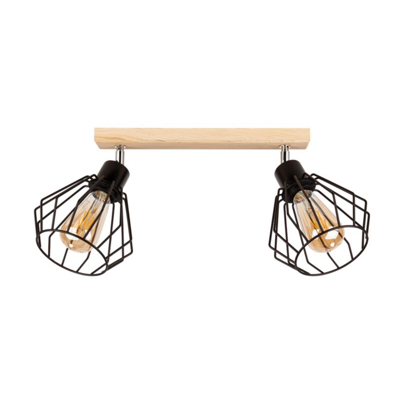 Drewniana Lampa Sufitowa SPOT Light 2xE27 Max.60W Dąb Olejowany FSC z Akcentem Czerni, 1 szt.