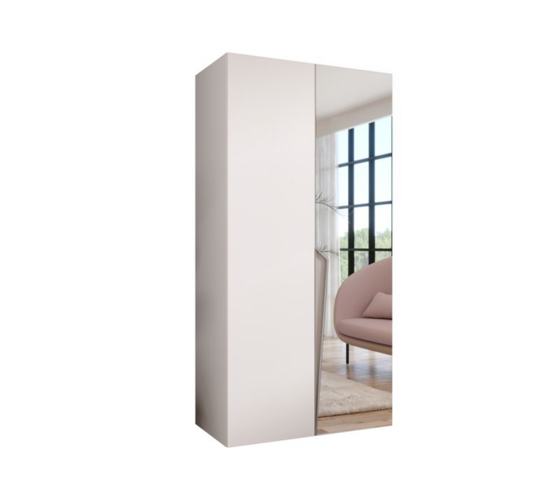 Szafa uchylna z lustrem z lustrem otwierana Abiks PIANO 2 100 wys 202 cm Biały + Kaszmir 1 szt