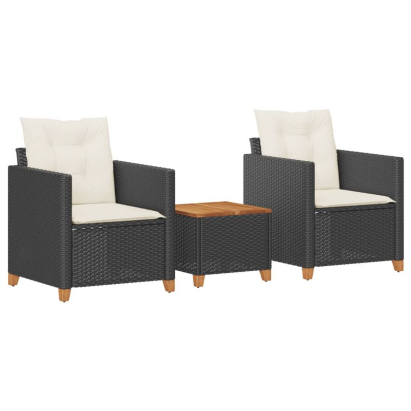 Zestaw mebli ogrodowych bistro WaszeMeble polirattan czarny z poduszkami WM-366309 1 kpl