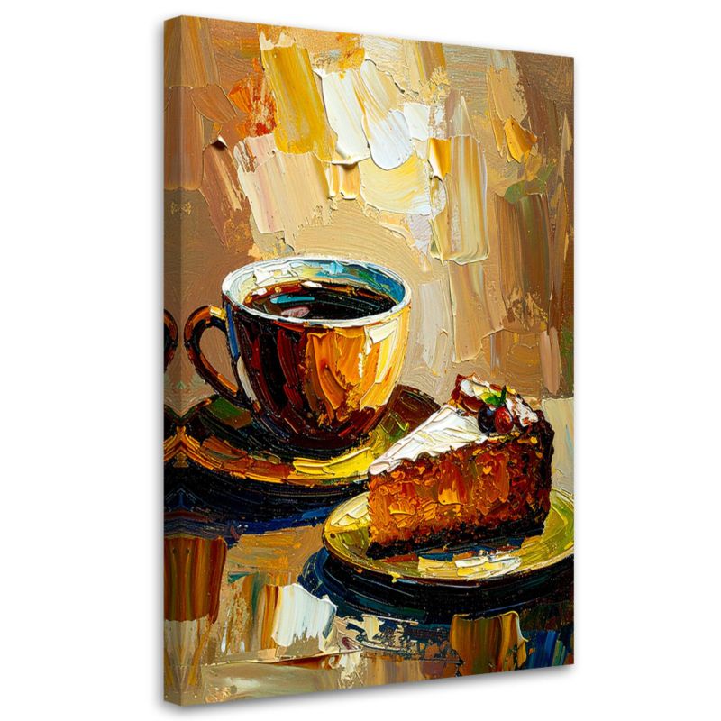 Obraz do kuchni restauracji Feeby Filiżanka Kawy Ciastko w beżu 70x100cm 1szt