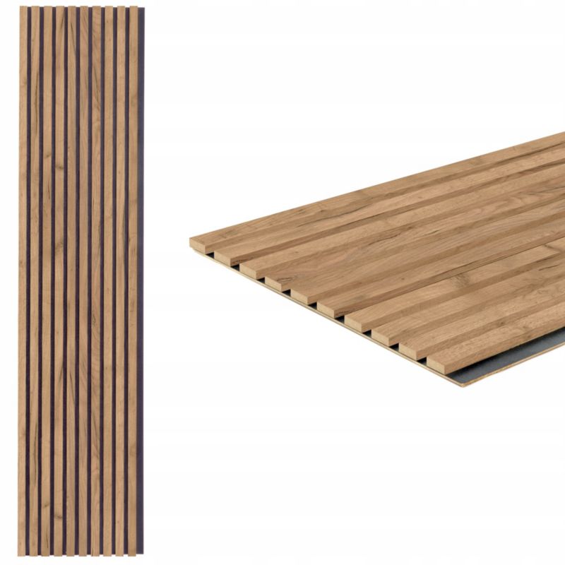 Lamele Ścienne na Płycie SunWood 275x46cm Dąb Craft Złoty Panel Dekoracyjny 1 szt.