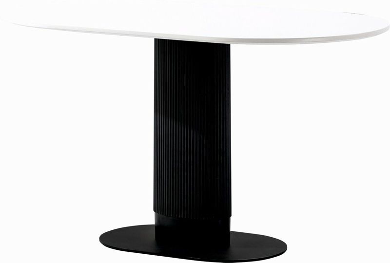 Stół do jadalni Maxim owalny INTESI biały blat czarne nogi nowoczesny 120x70 cm 1 szt.