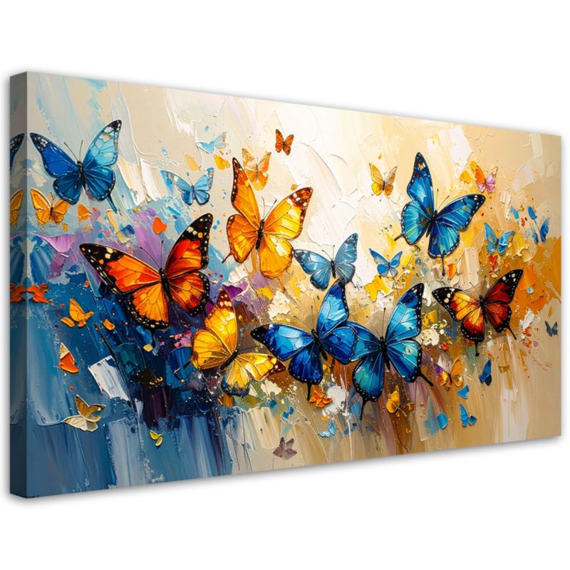 Obraz na płótnie do salonu jadalni kuchni Feeby Kolorowe Motyle 80x40cm 1szt
