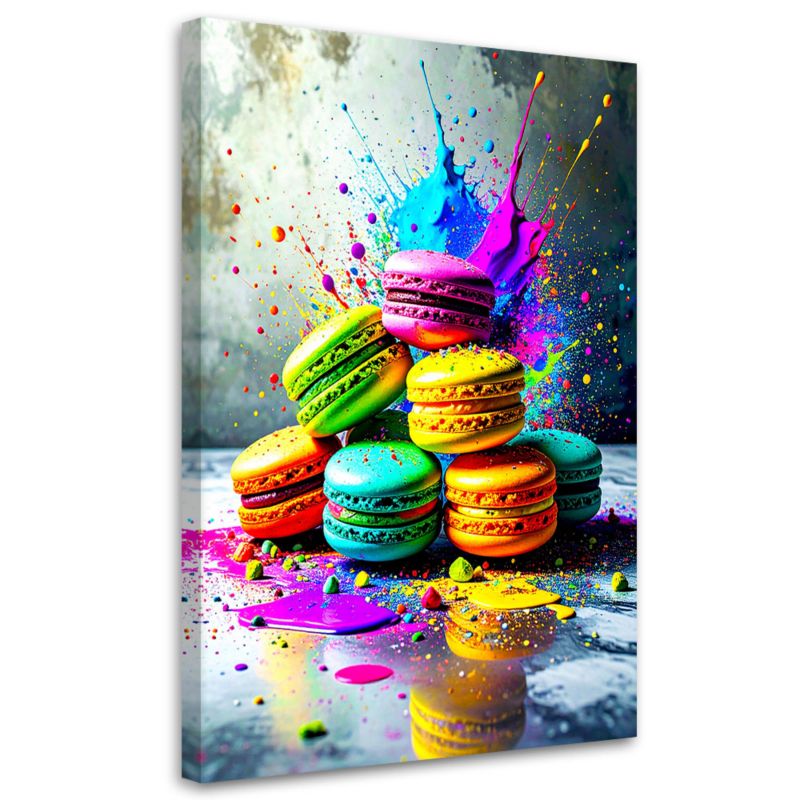 Obraz do kuchni jadalni Feeby Kolorowe Makaroniki Ciastka 40x60cm 1szt