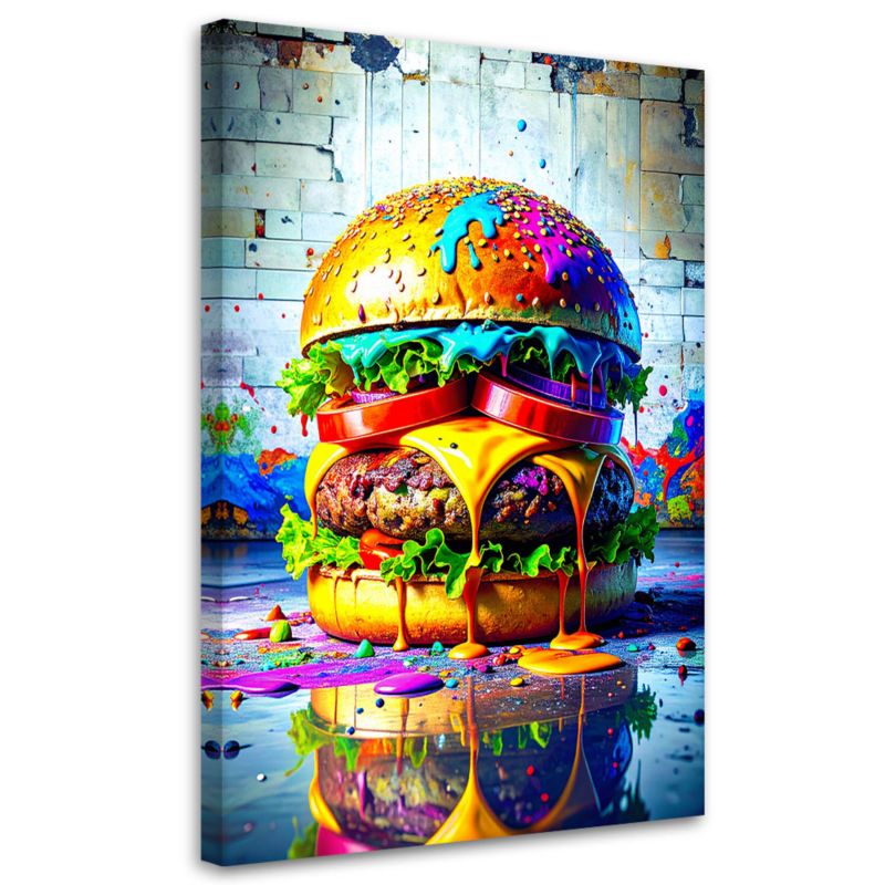 Obraz do kuchni baru jadalni Feeby Hamburger Jedzenie 70x100cm 1szt