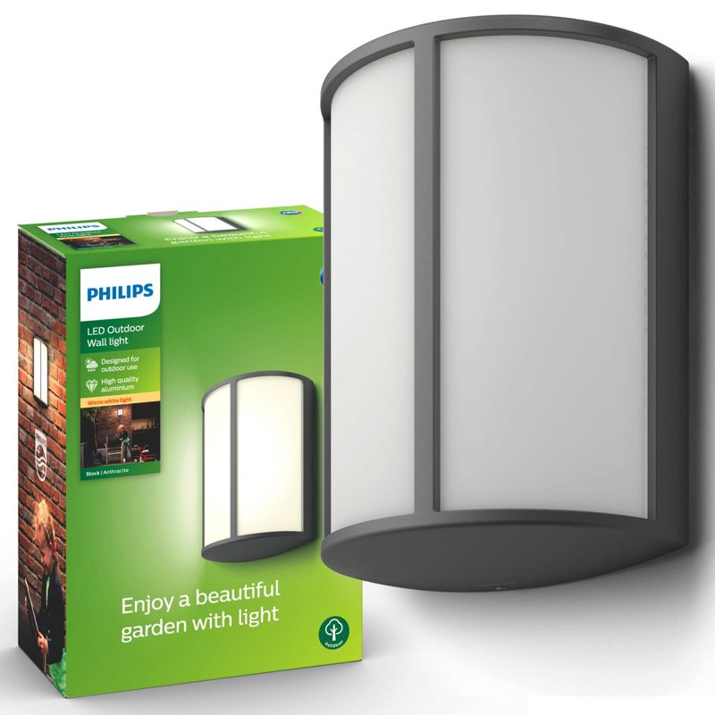 Kinkiet Ogrodowy Stock Philips Lampa Elewacyjna Zewnętrzna LED 6W 600lm 2700K IP44 Antracyt 1 szt.