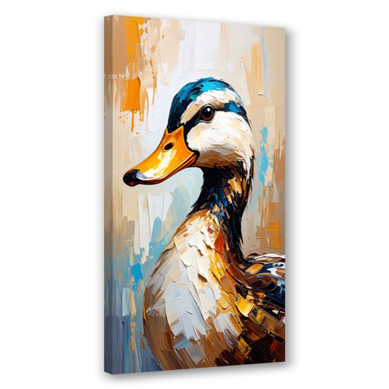 Obraz na płótnie do salonu kuchni Feeby Kolorowa Kaczka efekt farby olejnej 50x100cm 1szt