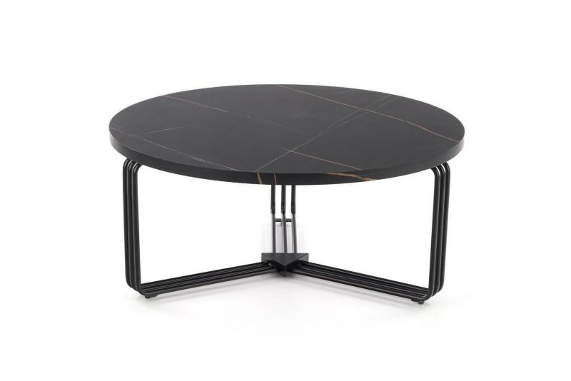 Stolik kawowy Lintica okrągły INTESI czarny marmur nowoczesny loft 80 cm do salonu 1 szt.