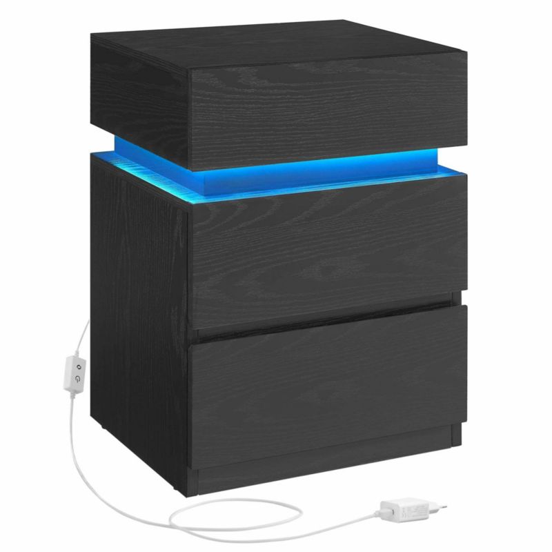 Czarny stolik nocny Songmics 35 x 40 cm z oświetleniem LED 1 szt.