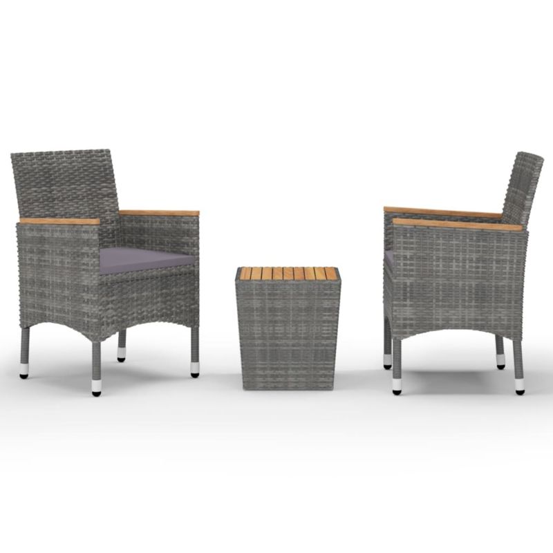 Zestaw mebli ogrodowych bistro WaszeMeble polirattan szary z poduszkami WM-3058367 1 kpl
