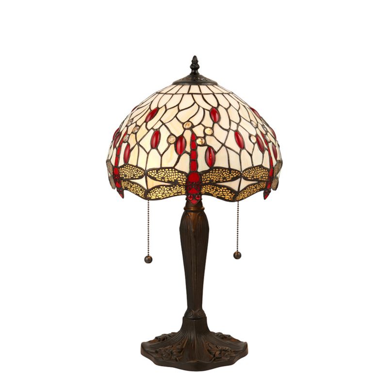 Lampa stołowa ważki Tiffany DRAGONFLY BEIGE multikolor czarna 2xE27x20W IP20 wym:55,5x30x30cm - 1 szt.