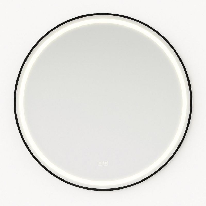 Lustro podświetlane okrągłe Cordia Plus Round Line Deluxe LED w czarnej ramie 80cm, z włącznikiem dotykowym i matą grzewczą 1szt.