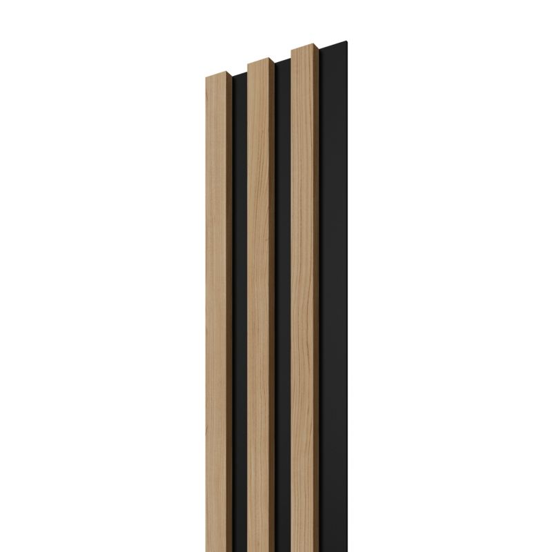 Lamele ścienne na czarnym filcu Stegu Linea Fino, jasny dąb 265x15,5 cm panele akustyczne 1 szt.