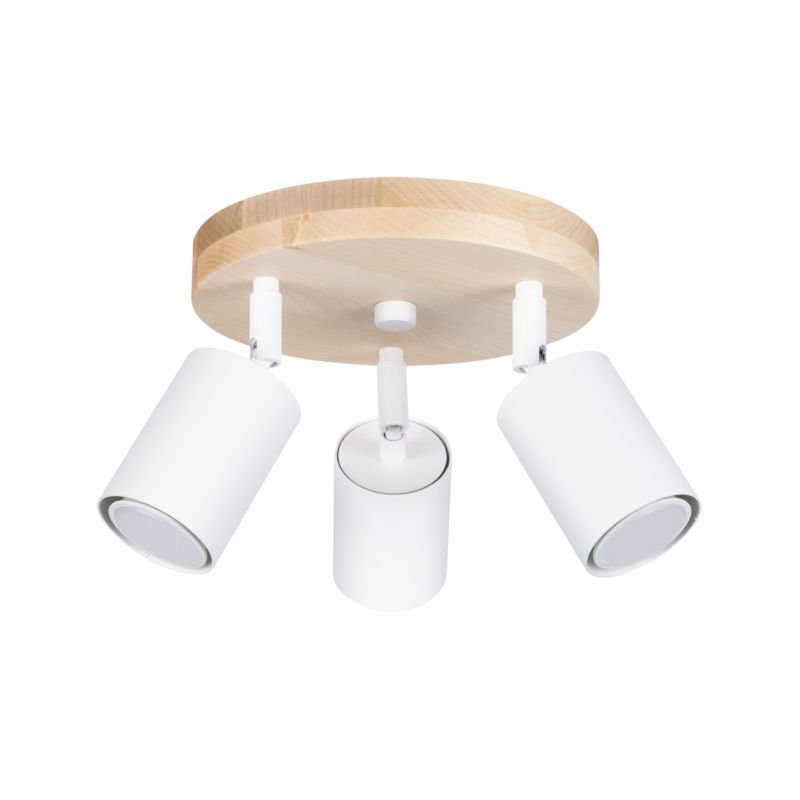 Lampa sufitowa Pure Lume JUNGLO biała i drewno 3xGU10x10W IP20 wym:17x33x33cm - 1 szt.