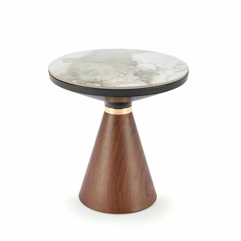 Stolik kawowy Suli okrągły INTESI biały marmur nowoczesny glamour 50 cm do salonu 1 szt.