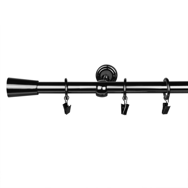 Karnisz pojedynczy GoodHome Kimlos 19 mm 200 cm stożek czarny nikiel