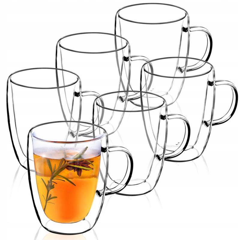 Szklanki KADAX 6x Termiczne 270ml Do Kawy Latte Zestaw Z Uchem Podwójne 1szt.