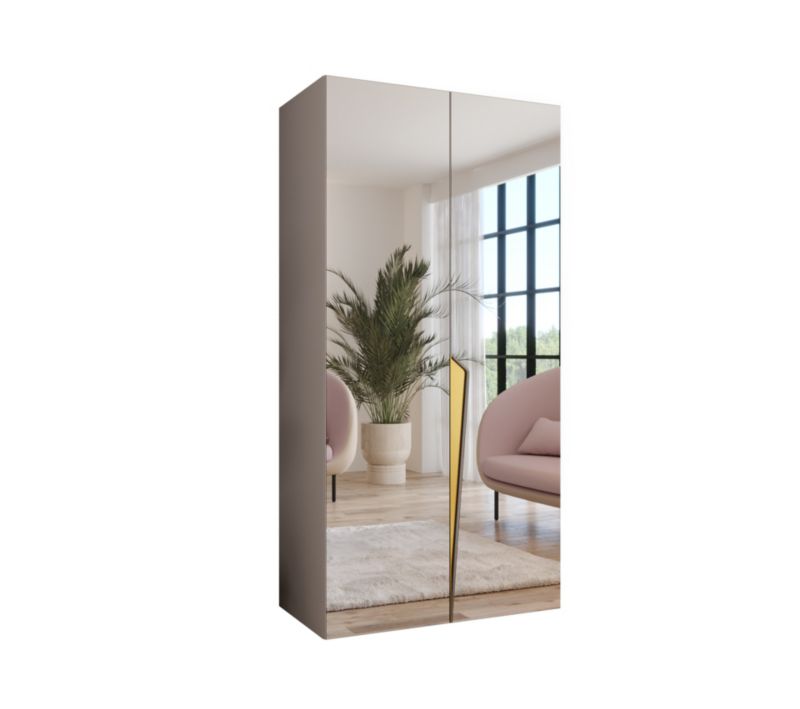 Szafa uchylna z lustrem z lustrem otwierana Abiks PIANO 3 100 wys 202 cm Kaszmir + Złoty 1 szt