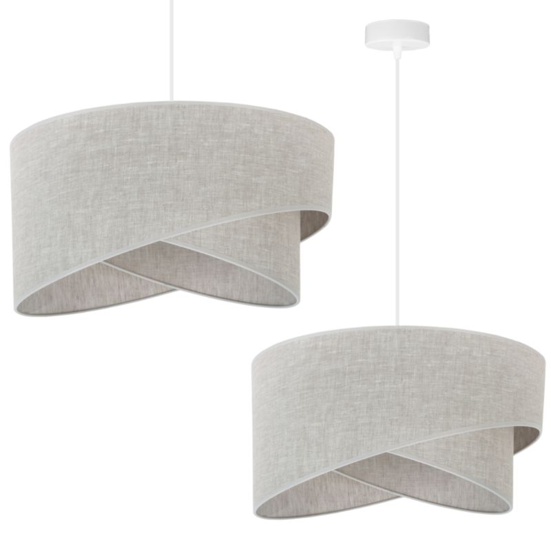 Lampa sufitowa wisząca Light Home LH Len skos 1xE27 linka biała abażur jasnobeżowy 1szt.