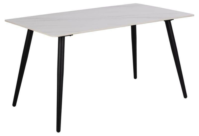 Stół do jadalni Wicklow ACTONA nowoczesny ceramiczny blat biały marmur czarne nogi 140x80 cm 1 szt.