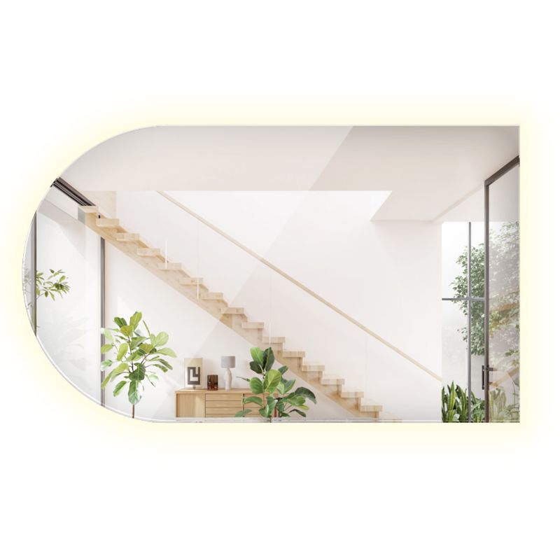 Lustro Owalne Ścięte LED ArtPrintCave 45 x 80 cm Neutralne Designerskie Na Ścianę Do Przedpokoju 1 szt.
