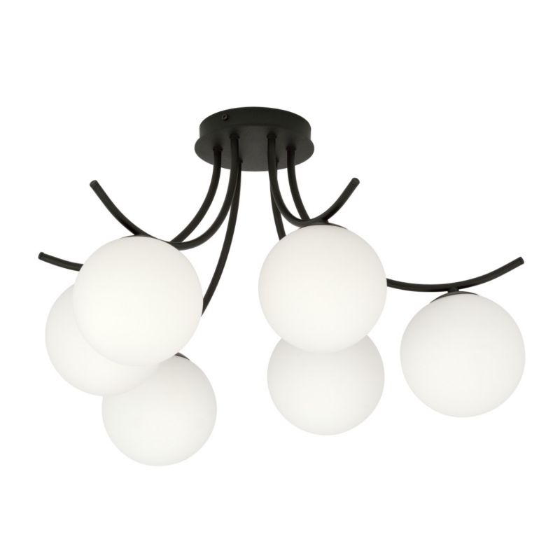Lampa sufitowa Emibig Boston czarno-biała do salonu szklane kule 6xE14 x 10W 1 szt.