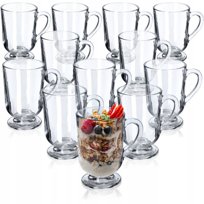 Szklanki KADAX Do Kawy Latte Herbaty 300ml Szklanka Komplet Z Uchem 12 szt.
