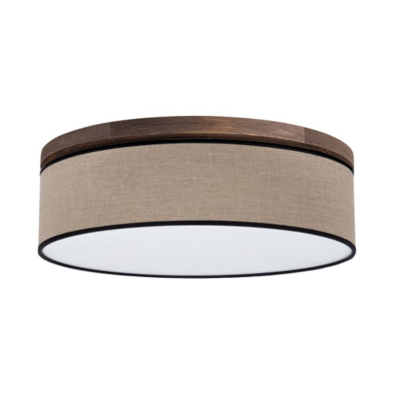 Drewniana Lampa Sufitowa SPOT Light 1xLED 18W Drewno Sosnowe Orzechowe z Beżowo Czarnym Lnem, 1 szt.
